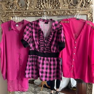 Pink plus size bundle, plus size shirts